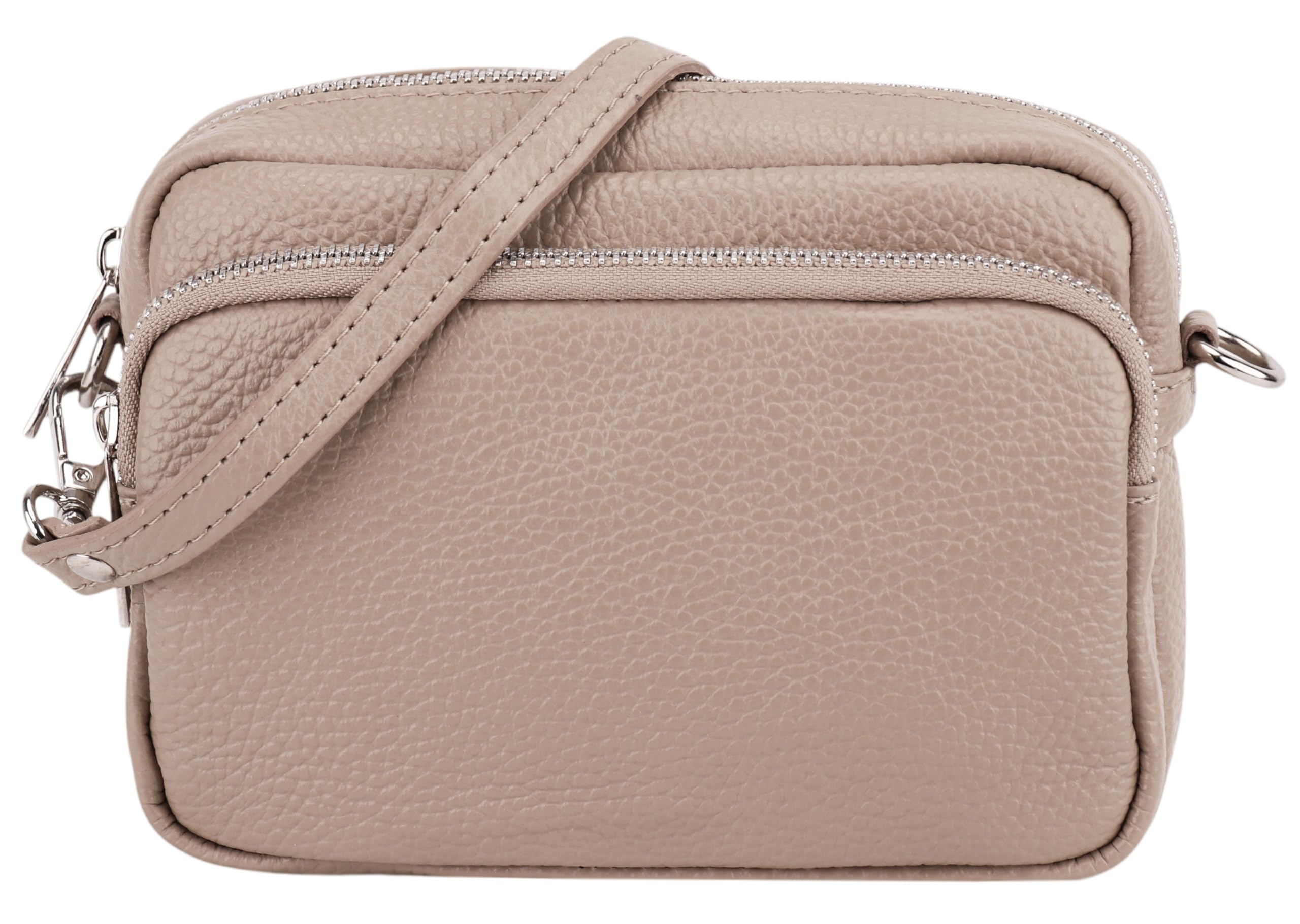SH Leder Pia G394 - Bolso bandolera de piel (18 x 13 cm, correa de hombro ajustable, 18 x 13 cm)