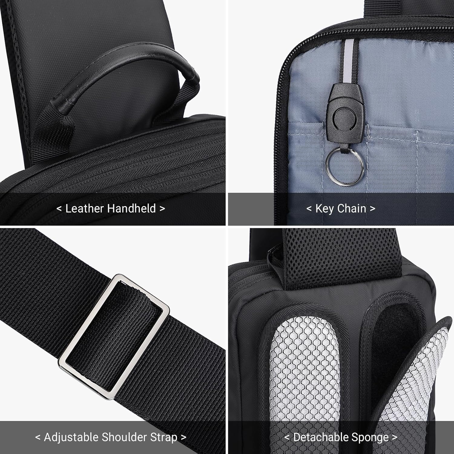 WITZMAN Sling Bag for Men Large Nylon Crossbody Shoulder Bag with USB Charging Port Travel Casual Hiking Daypack