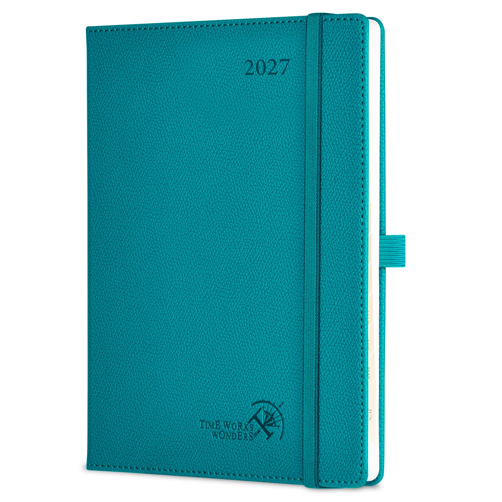 POPRUN A5 2027 Diary Week To View Pu Hardback Weekly Planner Horizontal โ image 1
