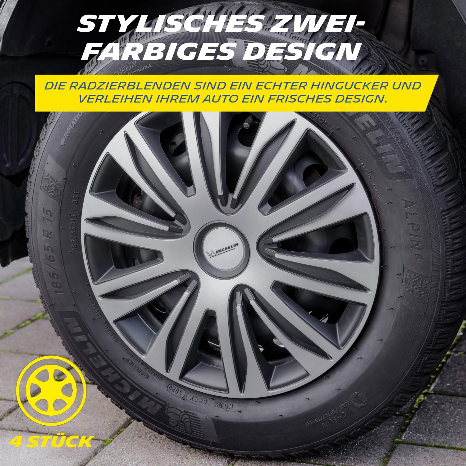 Universele camper wieldoppen set 16inch zwart chroom Universele camper wieldoppen set 16inch zwart chroom