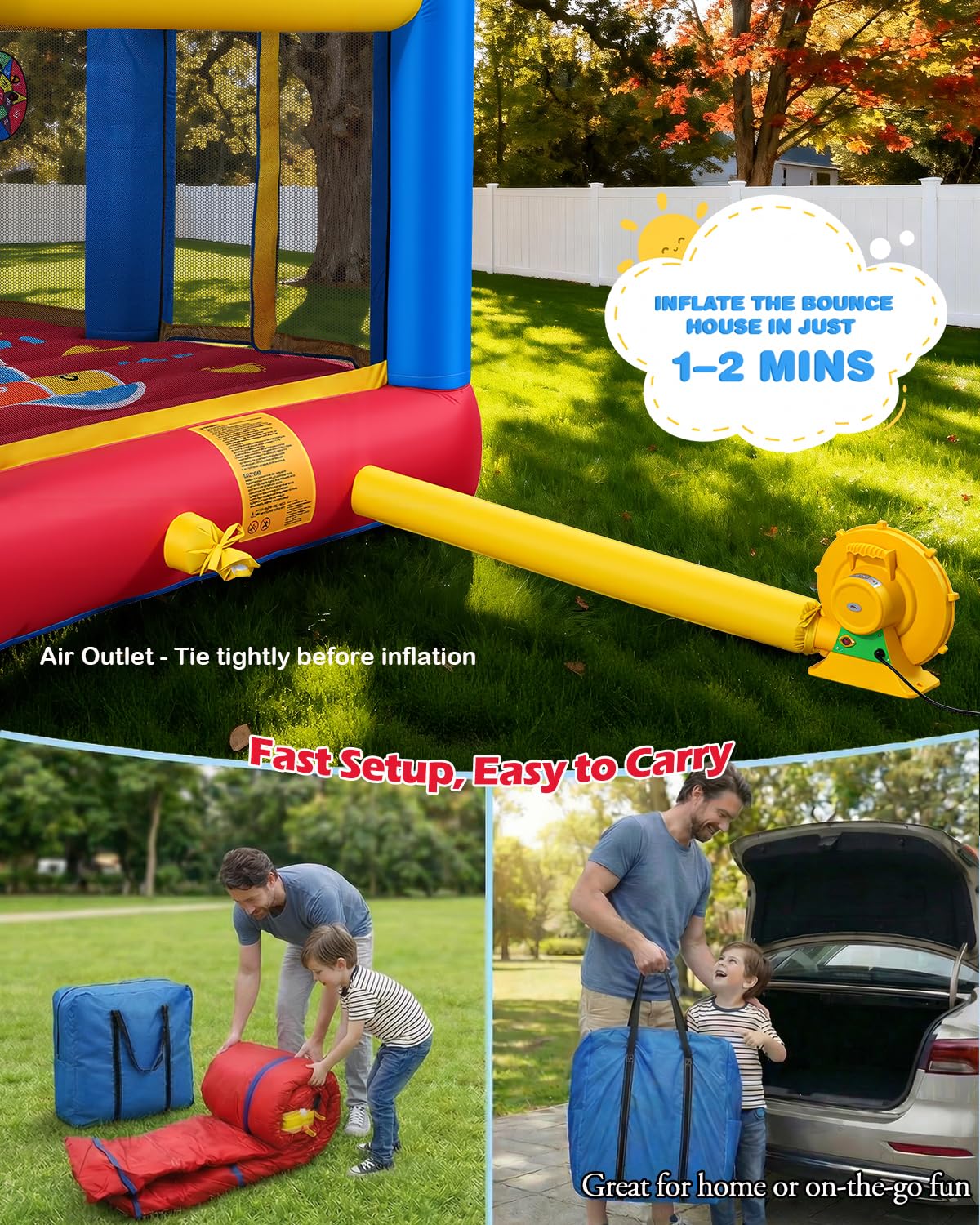 Big Bounce House for Kids 3-12, 7-in-1 Multi-Sport Gonfiabile Casa gonfiabile con ventilatore, grande scivolo e grande trampolino, casa gonfiabile per bambini, per esterni, interni, regalo di