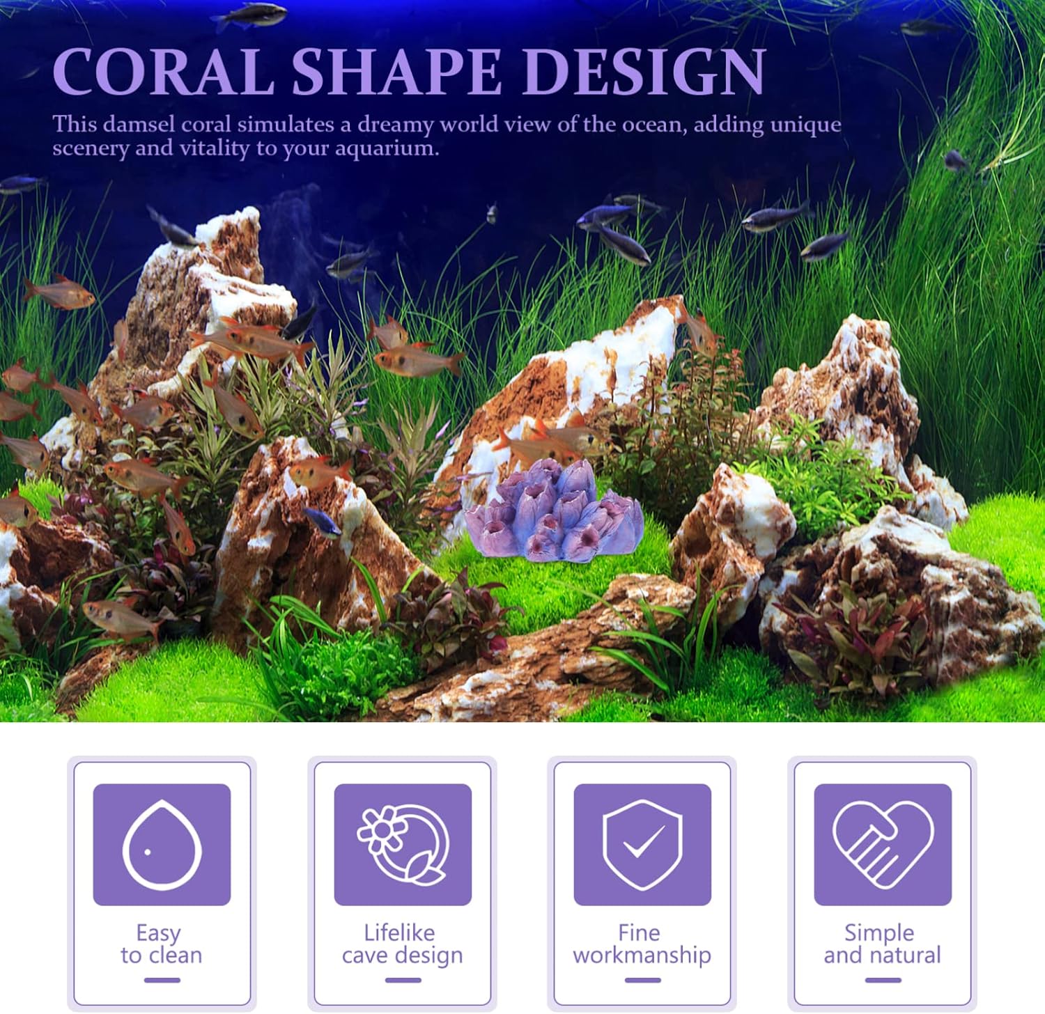 Artificial Coral Reef Coral Decor Aquarium Decoration Fish Tank Stand Aquariums Underwater Decor Diver Fish Hideout Faux Coral Aquarium Tweezers Extra Fish Pla