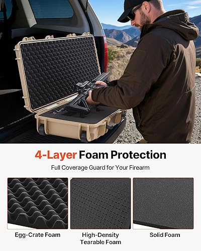Miniatura 74 de VEVOR Rifle Case, Rifle Hard Case with 4 Layers Fully-protective Foams, Lockable Hard Gun Case with Wheels, IP67 Waterproof & Crushproof, for Rifles