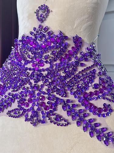 Miniatura 22 de Parches de costura de encaje con cuentas con piedras y cristales de diamantes de imitación cosidos, manualidades para disfraces de boda, decoración