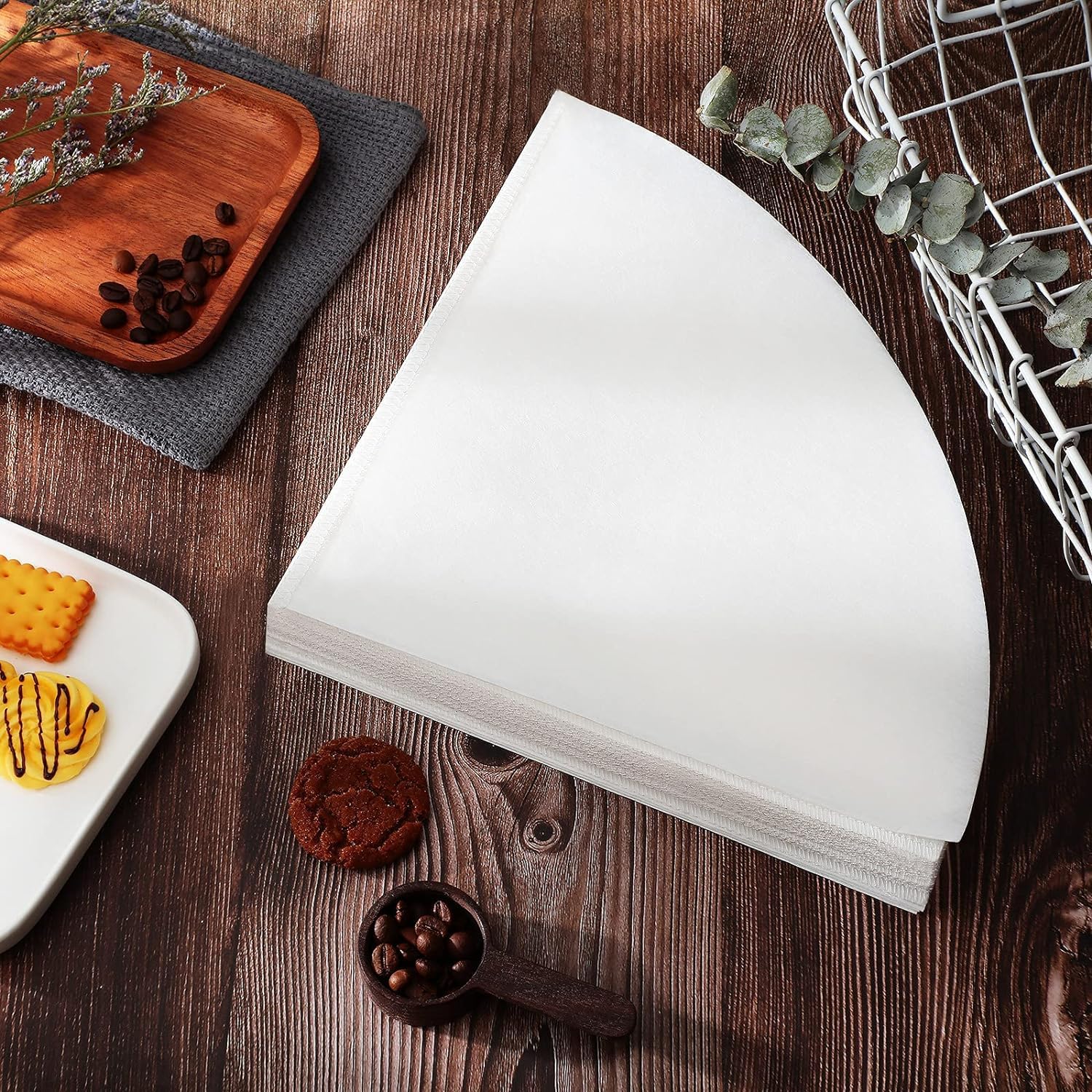 Ölfilter-Papierkegel für Fritteusen, 100 Stück, mit 25,4 cm verchromtem Stahl-Filterhalter, Ständer, Speiseölfilter, Vlies-Premium-Kegel