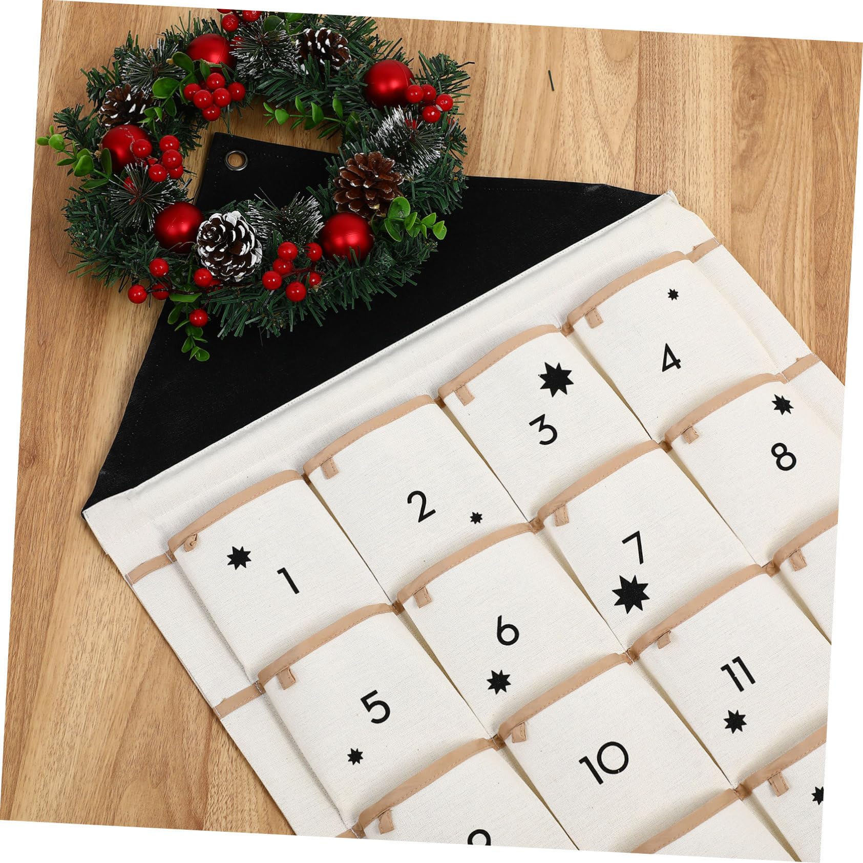 HOMSFOU Weihnachtskalender Wandbehangtasche aus Baumwollstoff Hausform Multifunktional zum Aufhängen an Wand oder Tür als Adventskalender