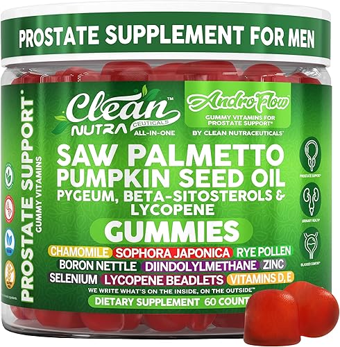 Clean Nutra Saw Palmetto - Gomitas de licopeno con aceite de semilla de calabaza de Pygeum Beta-Sitosterols 60 unidades Suplemento gomoso a base