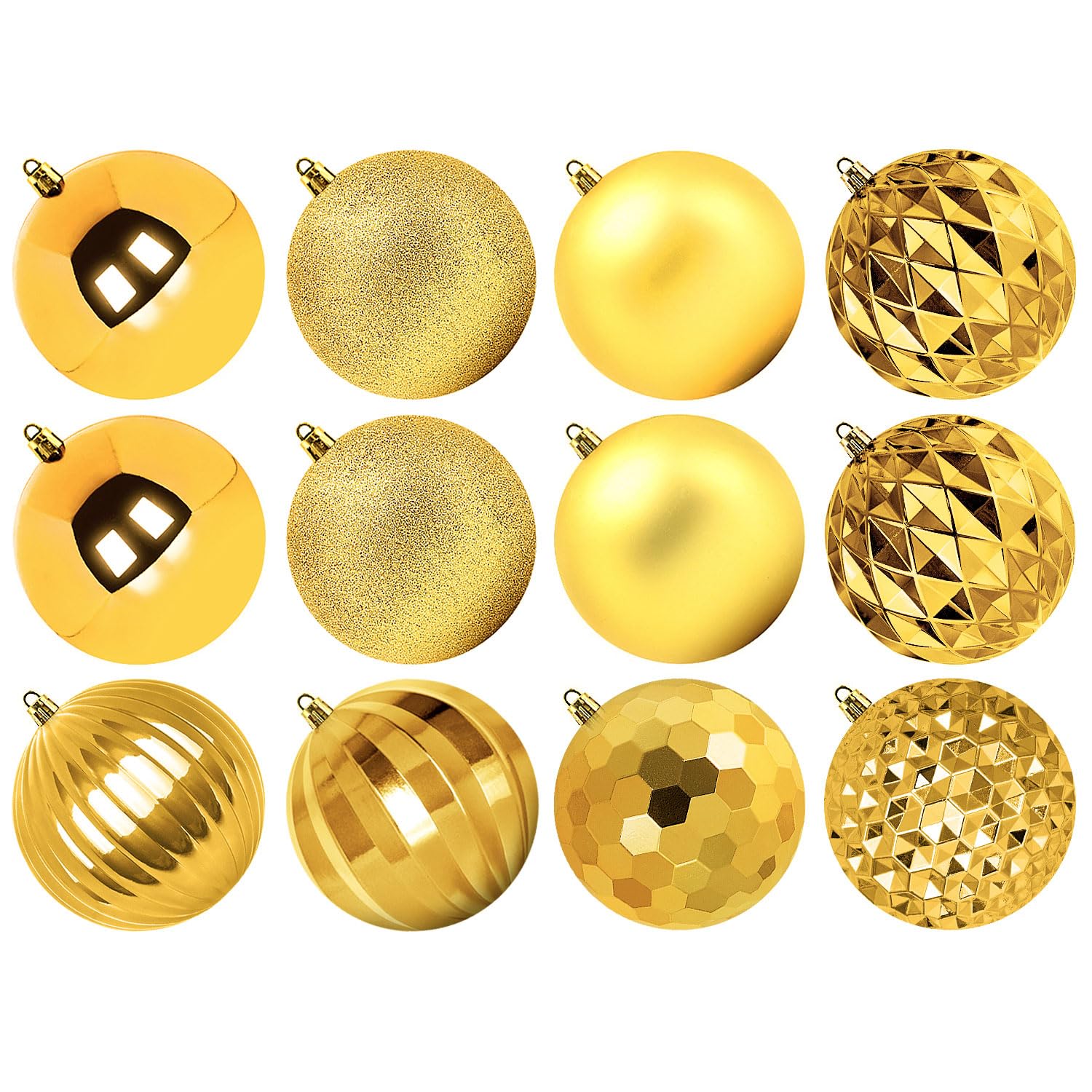 Benjia Weihnachtskugeln Groß Aussen, Extra Bruchsicheres Outdoor Draußen Draussen Kunststoff Weihnachtskugel Christbaumkugeln Kugeln Weihnachten (10cm/12STK, Gold)