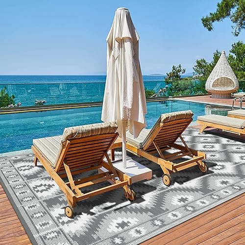 Miniatura 7 de HEBE Alfombras de exterior para patios, 4 x 6 pies, impermeable, alfombra de paja de plástico, reversible, para caravana, camping, tienda de