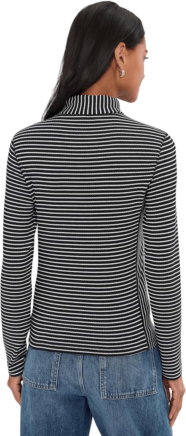 Madewell Womens Stripe Coverstitch Turtleneck Drapey Ray - Image 4