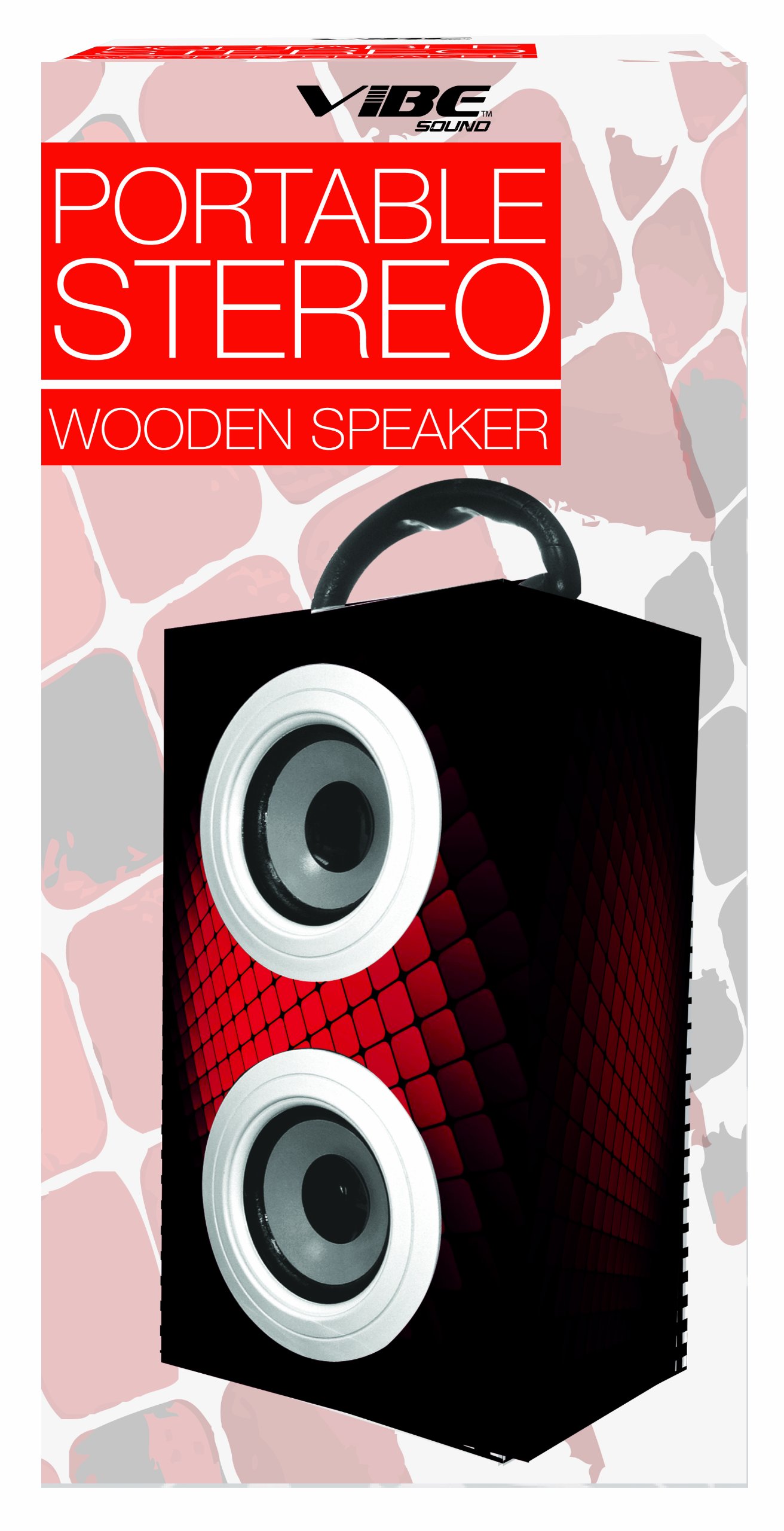 VIBE Portable Stereo Wooden Speaker (VS-577-RDCUB)