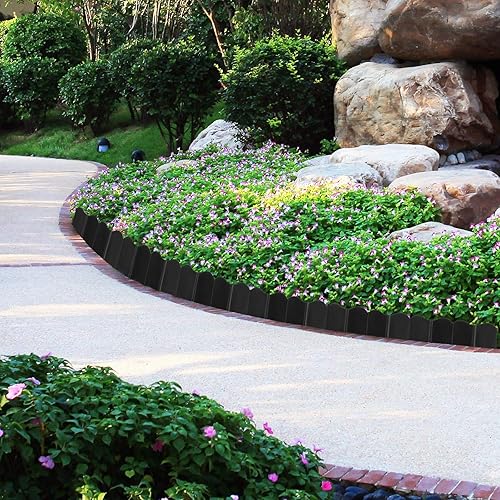 Miniatura 6 de 50 bordes de jardín, bordes de plástico para paisajismo, borde de cama de flores sin excavar, borde de libra, entrelazado rápido (6.1 x 5.3 pulgadas