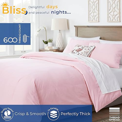 Miniatura 2 de THREAD SPREAD Juego de funda de edredón tamaño King de 600 hilos, satén de 3 piezas, 100% algodón egipcio, funda de edredón de 100% algodón puro, 2