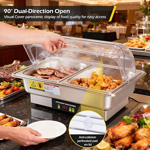 Miniatura 5 de Dyna-Living Electric Chafing Dishes for Buffet, 9.5QT Half Size Chafing Dish Buffet Set 600W Electric Buffet Servers and Warmers with Temp Control