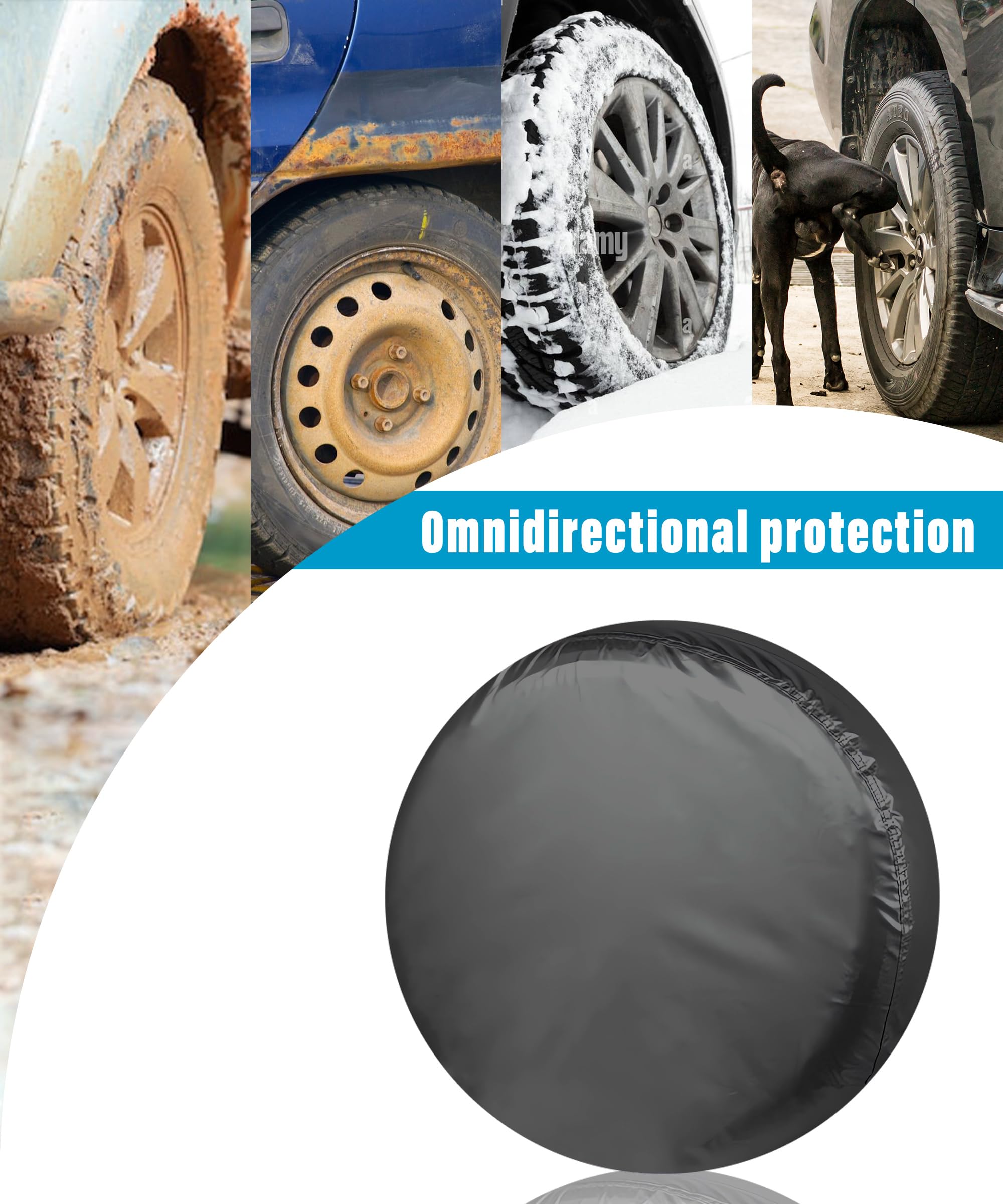 Amfor Lot De 2 Housses De Pneu Imperméables, Anti-UV, Soleil, Neige, Pluie, Pour Remorques, Camping-cars, VUS, Camions, Pour Pneus De 61 à 66 Cm De Diamètre - 12