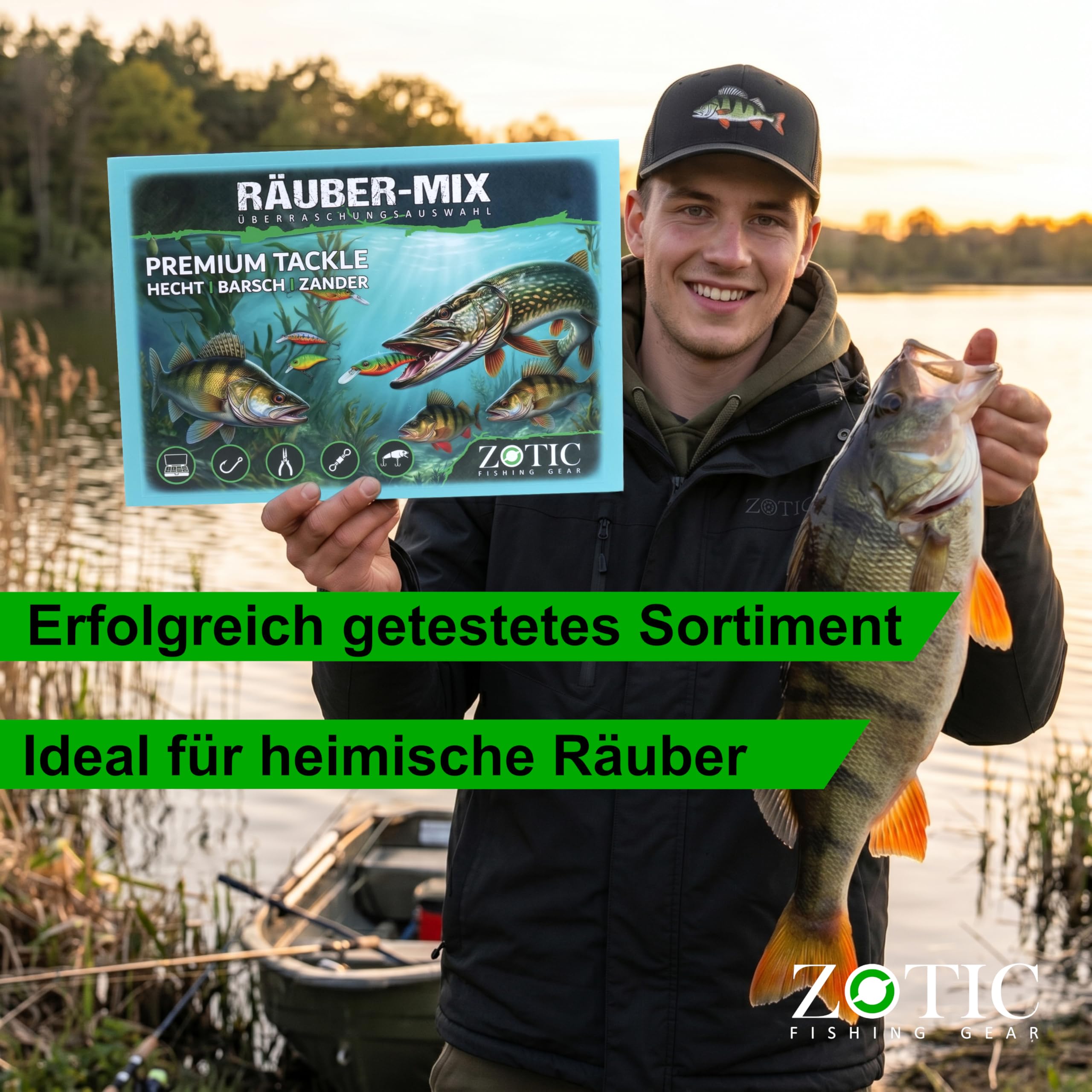 ZOTIC Räuber-Mix Angel Überraschungsbox, Premium Raubfisch-Set für Hecht, Barsch & Zander, Köder & Tackle, Bait