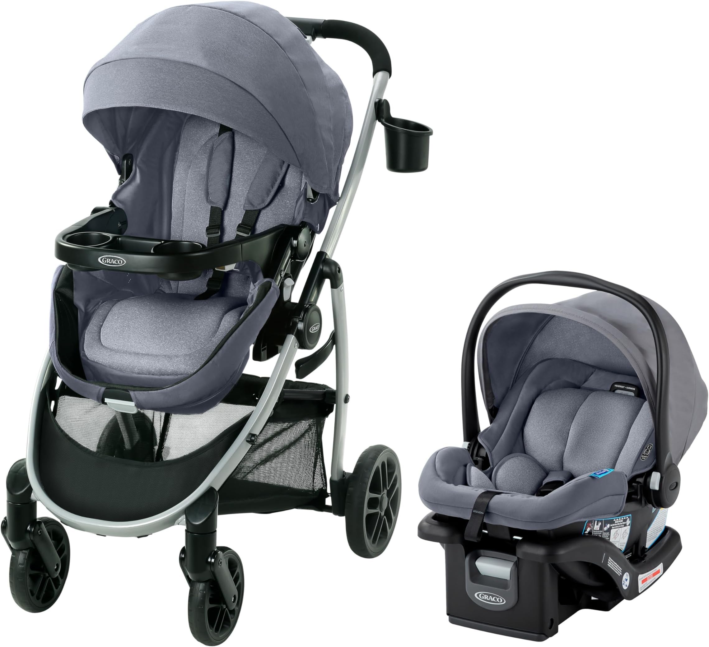 Graco Modes Pramette Travel System, Includes Baby Stroller with True Pram Mode, Reversible Seat, One Hand Fold, Extra Storage, Child Tray and SnugRide 35 Infant Car Seat, Ontario