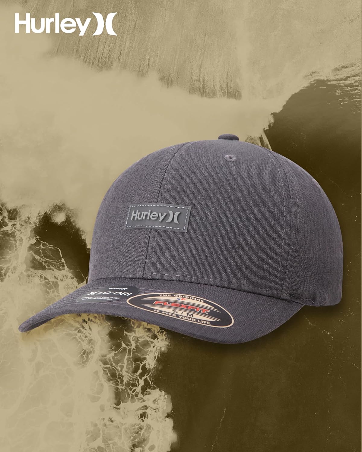 Hurley Mens Baseball Cap - Lightweight H2O-DRI Breathable Moisture Wicking Curved Brim Fitted Hats for Men - Image 6