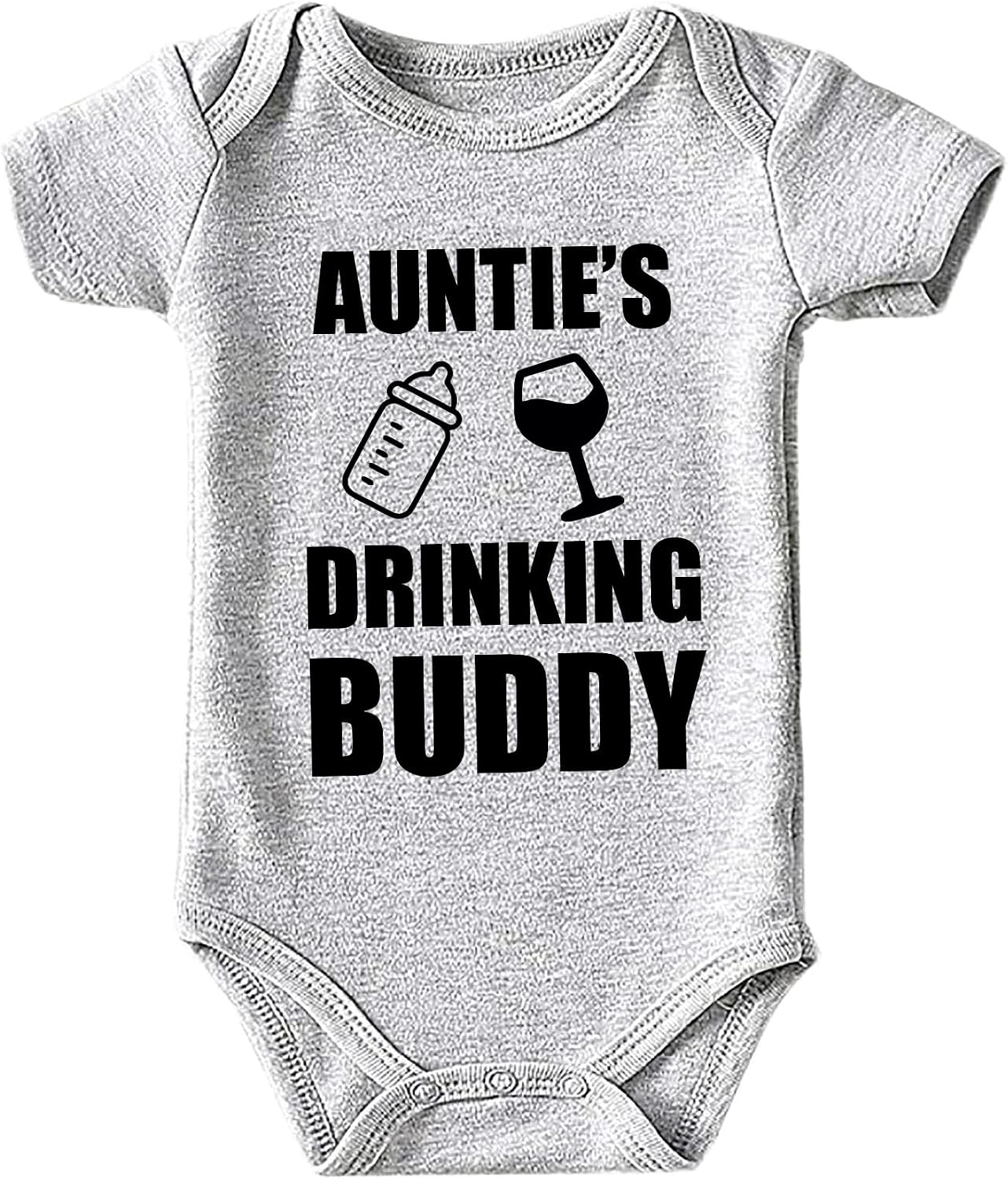 Auntie's Drinking Buddy Baby Girls Boys Bodysuit Newborn onesie Short Sleeve Infant Romper 0-24 Months