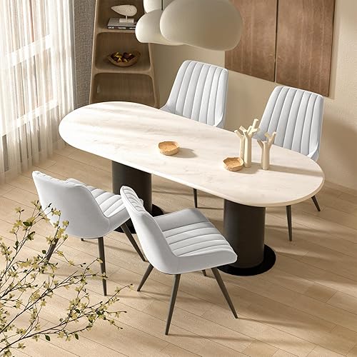 Vista 20 de Nalupatio Juego de 6 sillas de comedor modernas, cómodas sillas de comedor con cojines gruesos, sillas auxiliares de cocina de tela tapizada