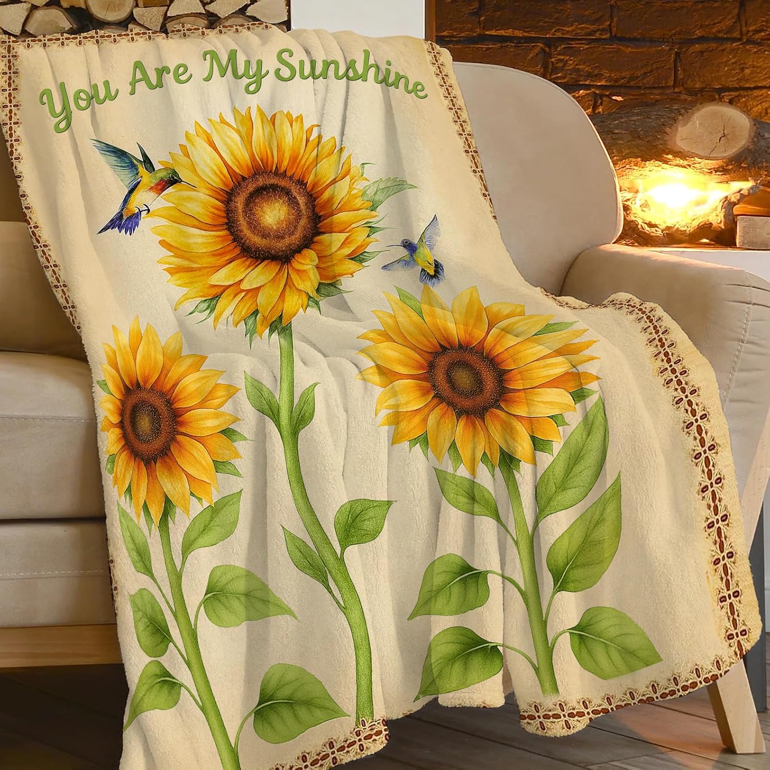 Sunflower Blanket Sunflower Gifts for Women Girls Throw Blanket Soft Cozy Fleece Fuzzy Plush Flannel Blankets for Boys Kids Teens Adults 50"X40" - Image 4