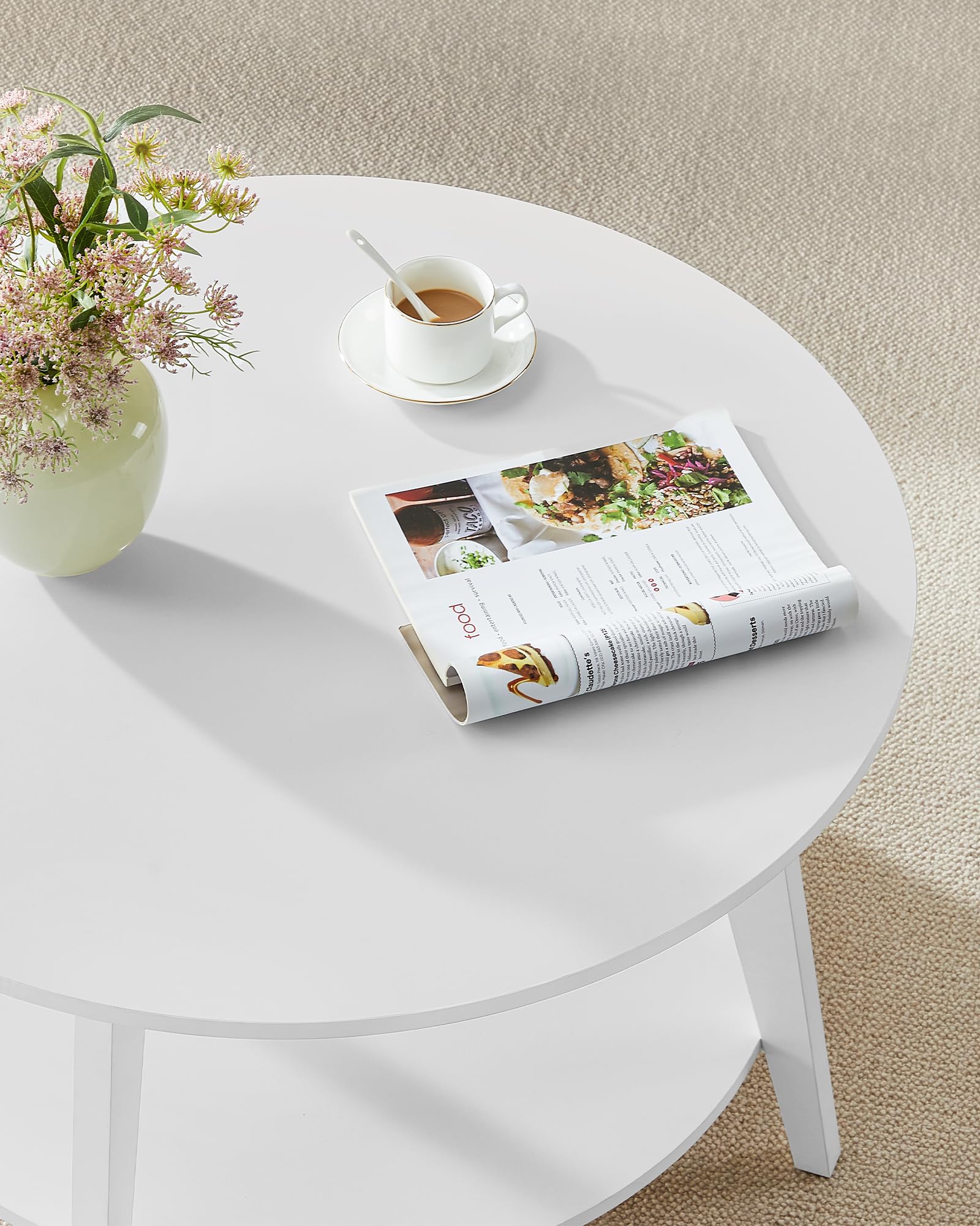 VASAGLE Salontafel rond, woonkamertafel 2 niveaus, koffietafel voor