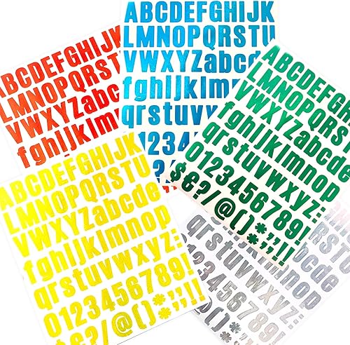 Calcomanías del alfabeto para manualidades, 5 hojas, 405 piezas, calcomanías de letras autoadhesivas, calcomanías de números de vinilo, calcomanías