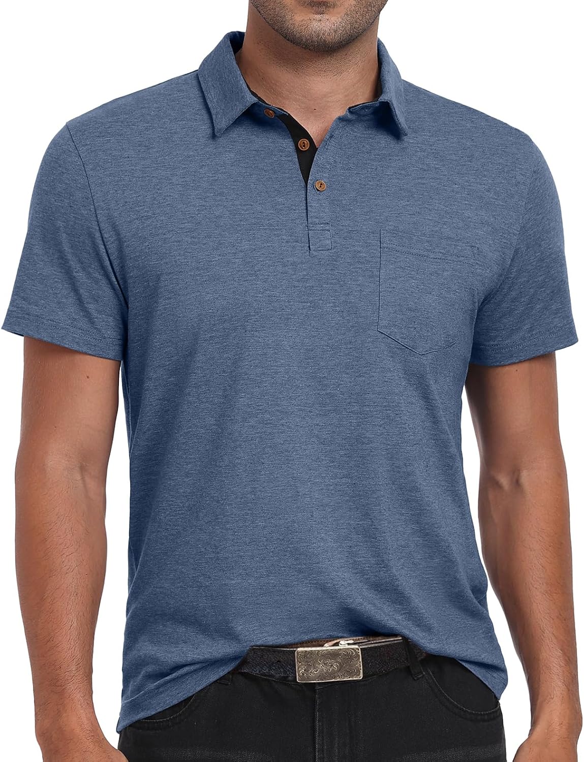 Sailwind Men's Cotton Polo Shirts Short Sleeve Casual Summer Shirts Classic Collared Golf Shirt with Pocket - Image 5