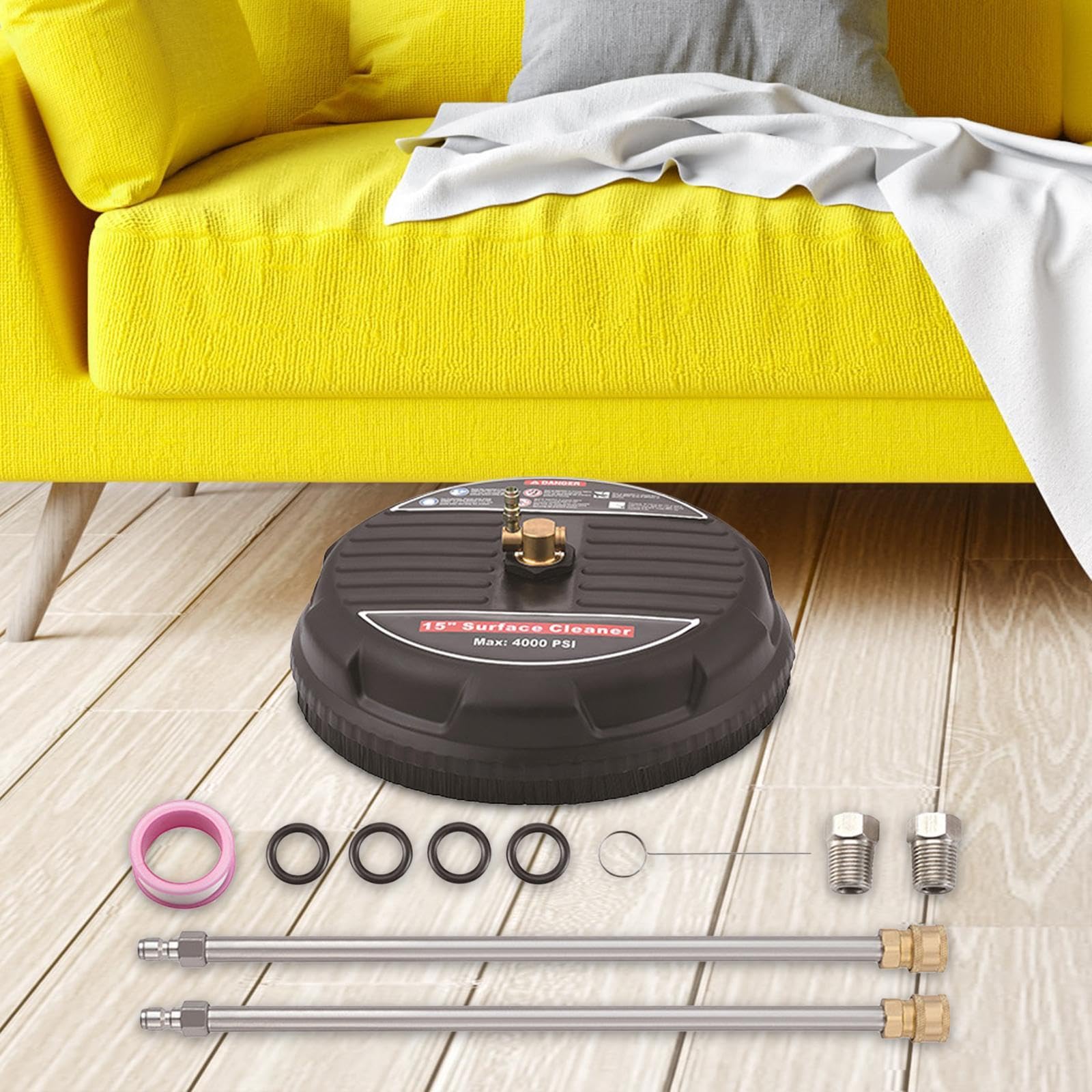 Limpiador de Superficies para Hidrolavadora, Hidrolavadora de 15 Pulgadas para Entradas de Vehículos, Limpiador de Superficies Planas para Terrazas de, con Accesorios