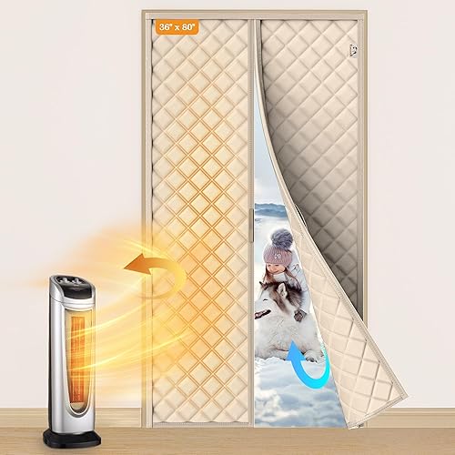 Miniatura 74 de Yotache Cortina magnética para puerta con aislamiento térmico para puertas de 36 x 96 pulgadas, tamaño de la cortina de 38 x 98 pulgadas, resistente