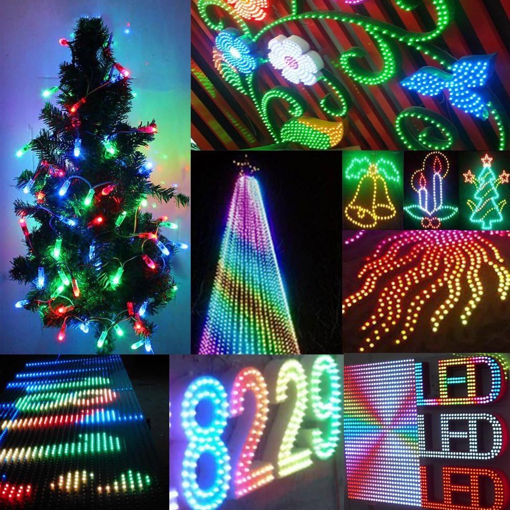 WS2811 Diffused Digital RGB LED Pixel Lights Green Wire Individually Addressable Round DIY LED Pixels Module IP68 Waterproof DC5V 50pcs/Set