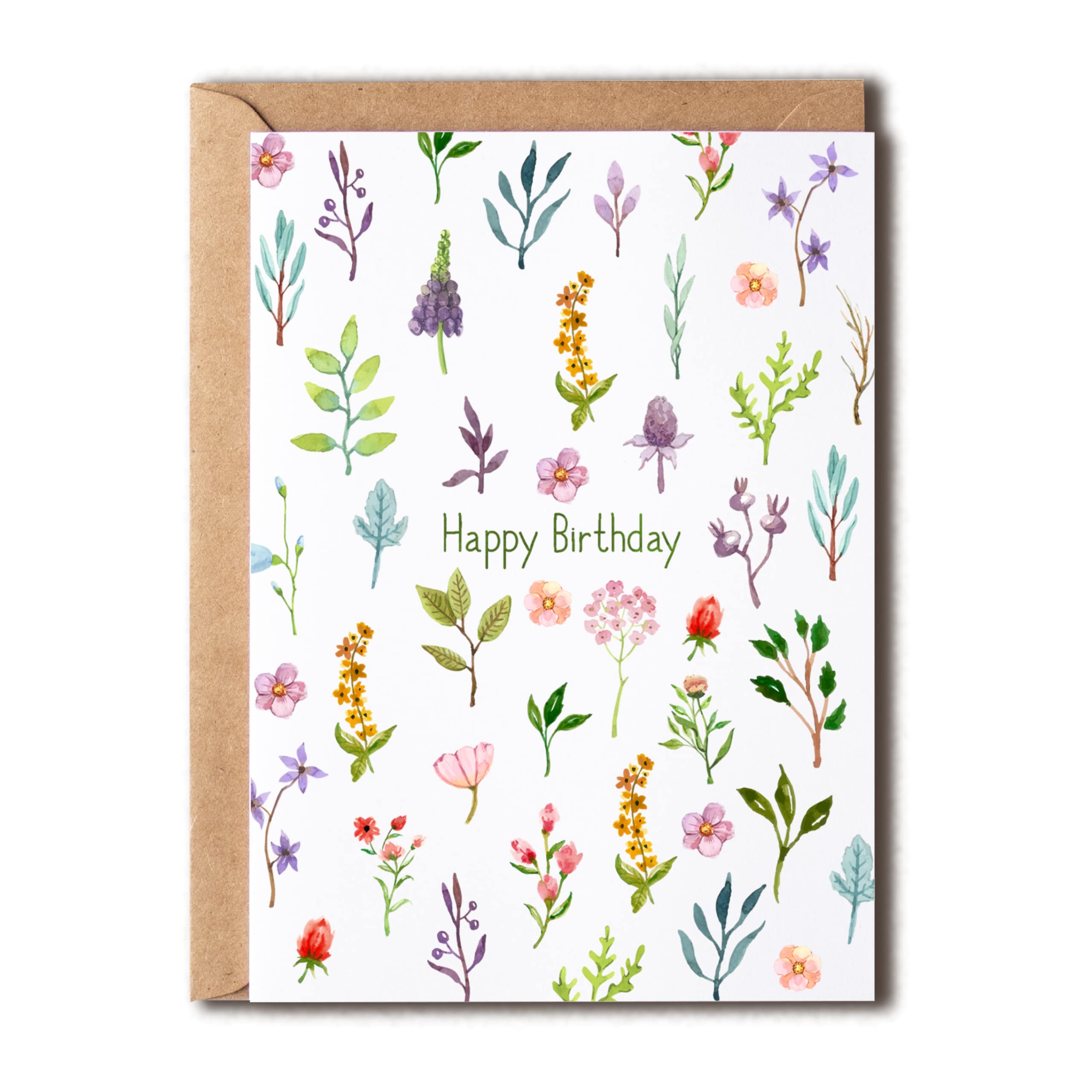 WBdesignz Geburtstagskarte – Happy Birthday Mit Aquarell-Torte, DIN A6, Inkl. Umschlag, Hochwertig