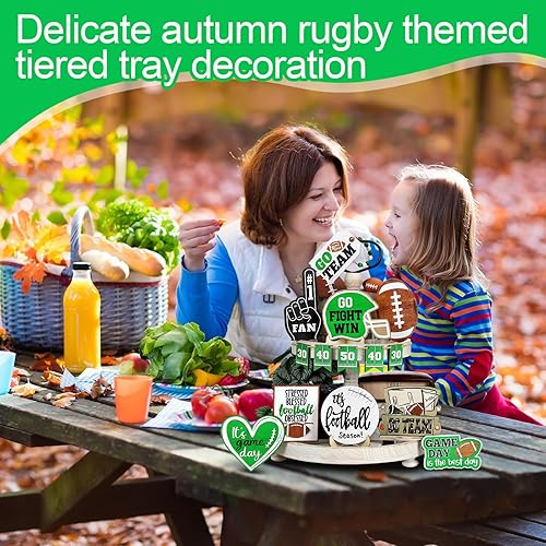 Miniatura 5 de 16 piezas de decoración de bandeja escalonada de fútbol de otoño, decoración de fútbol, día de partido, letreros de madera para decoración de mesa