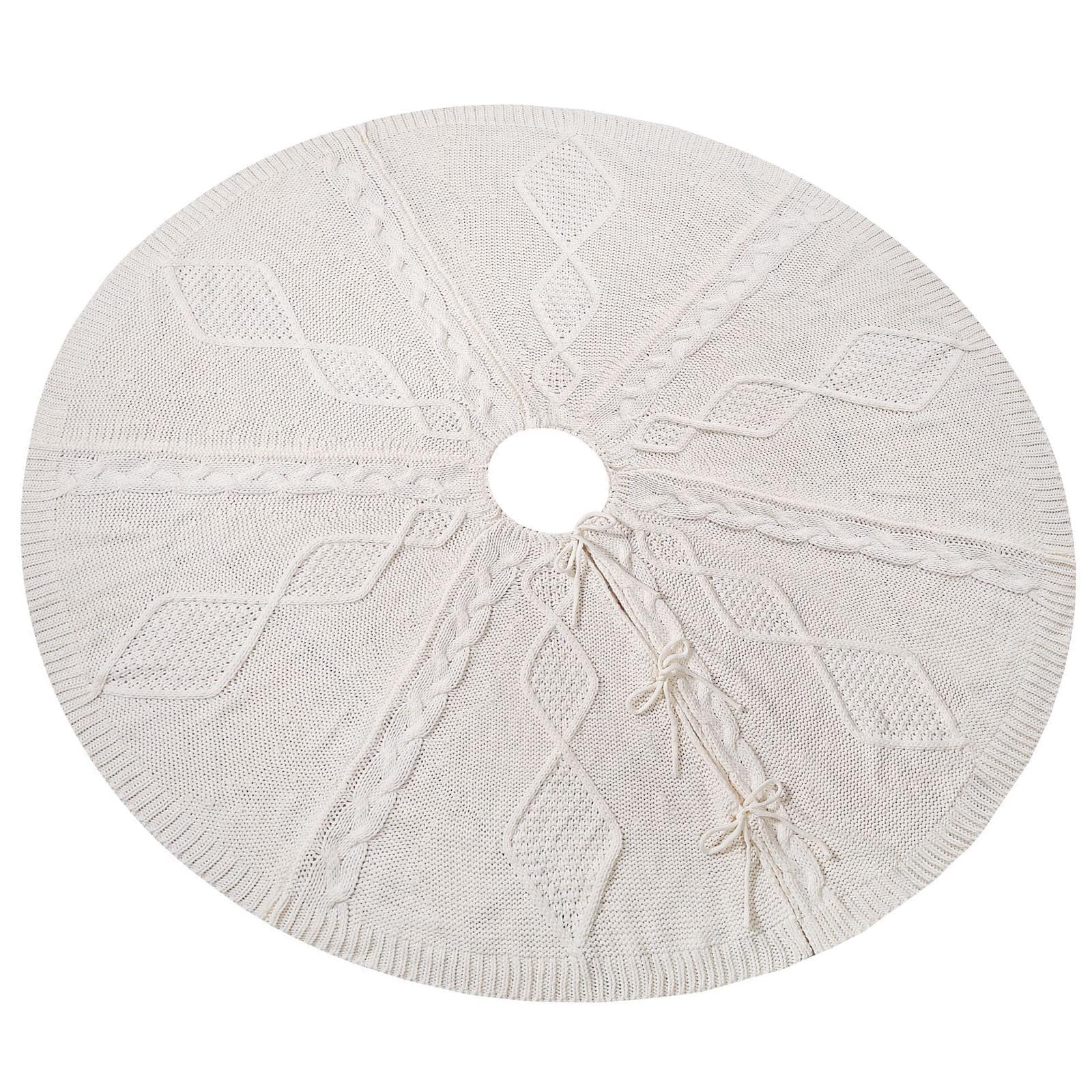 Jupe de sapin de Noël tricotée grand tapis de pied d'arbre 121cm