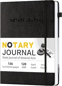 Homlive Notary Journal Log Book, 7" x 10" Notary Book, 136 Numbered Pages | Notary Log Book Notary Public Journal for Notarial Acts, Hardcover Notarial Journal, 120gsm Thick Paper, Black