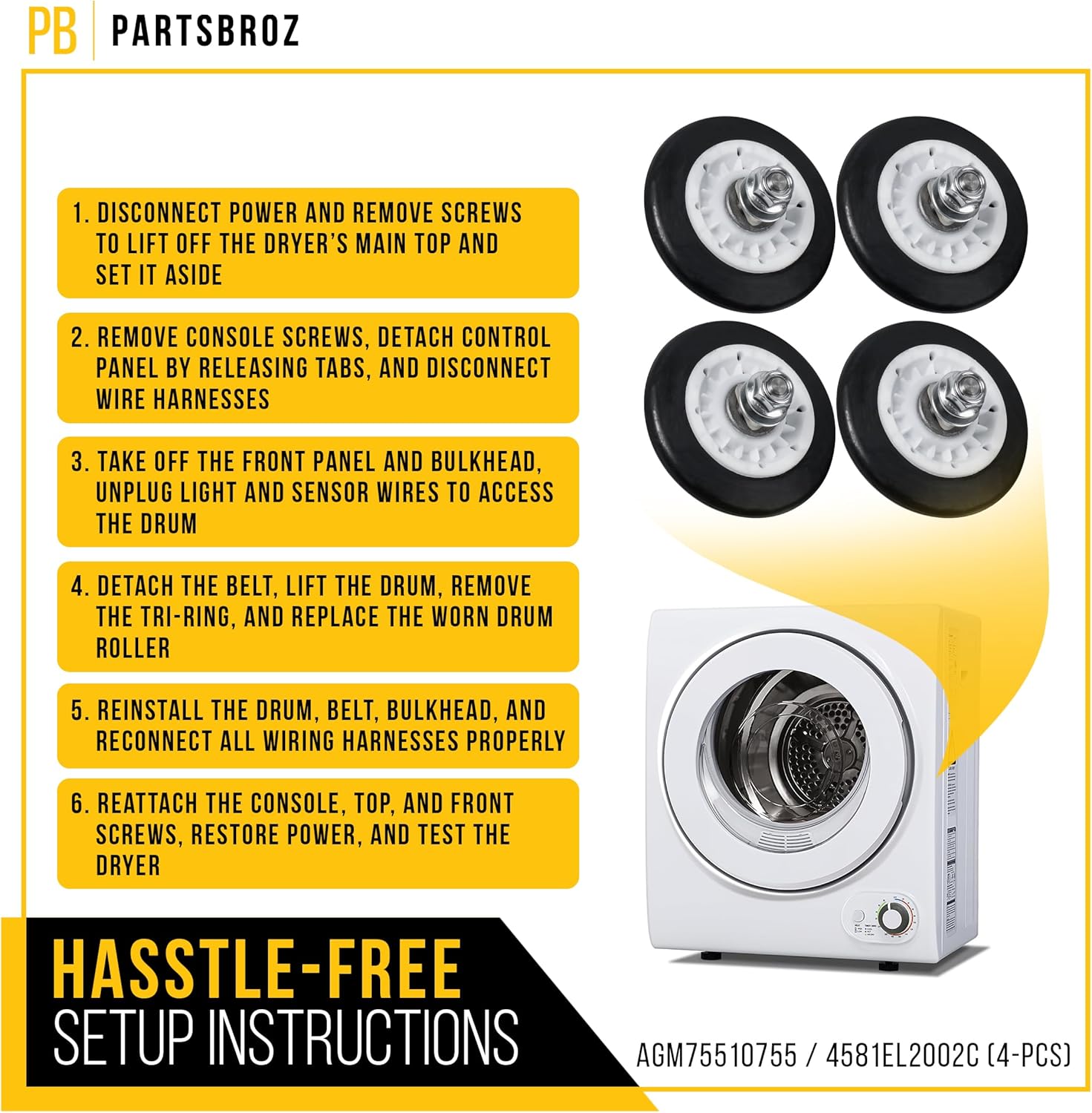 Image listing various part numbers that the kit replaces and compatible brands like LG, Kenmore, General Electric