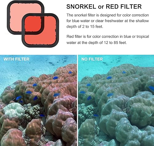 Miniatura 4 de Paquete de 4 filtros de buceo subacuáticos para GoPro Hero 5 6 7 Black Hero 2018 Super Suit carcasa impermeable en rojo, rojo claro, magenta y 5