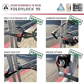 Seatylock Foldylock 95 Folding Bike Lock - Patented High Security Sold Secure Silver Bicycle Lock - Heavy Duty Anti Theft Secure Guard with Keys & Case Mount - 37.4