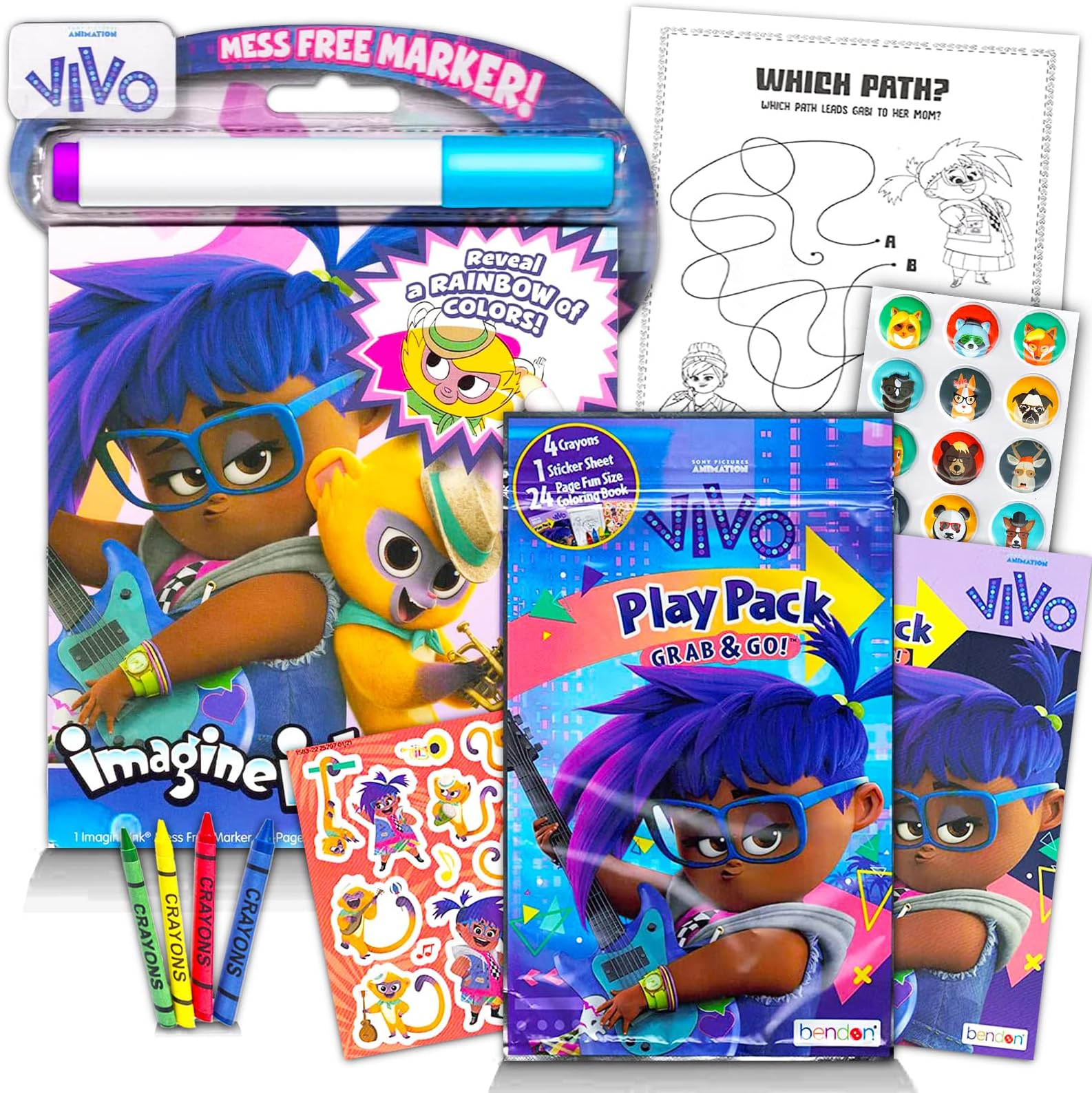 Sony Bundle Sony Vivo Coloring Book Party Favors Bundle for Kids ~ Vivo Movie Birthday Party Supplies Set for Boys and Girls with Mess-Free Imagine Ink, Stickers, and More (Vivo Activity Set)