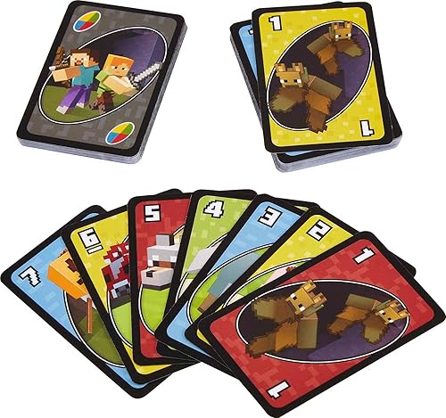 Miniatura 6 de Juego de cartas UNO regalos para niños y noche familiar temático para videojuegos de Minecraft juegos de viaje caja de lata de almacenamiento