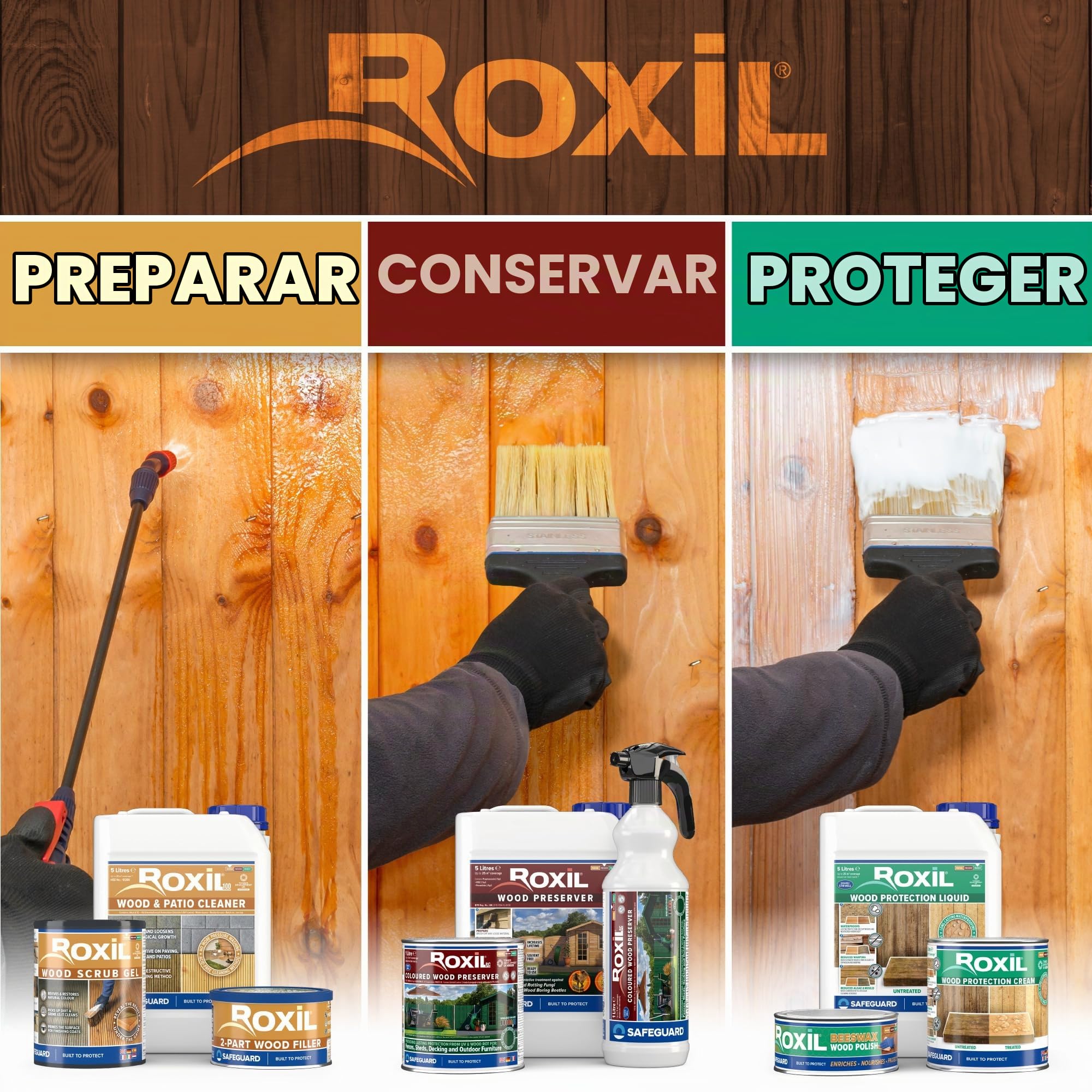 Roxil UV Top Oil 303 1Litro| Acabado transparente de mate a brillante | Barniz para madera de exterior resistente a los rayos UV| Protección para madera resistente a la intemperie y de larga duración