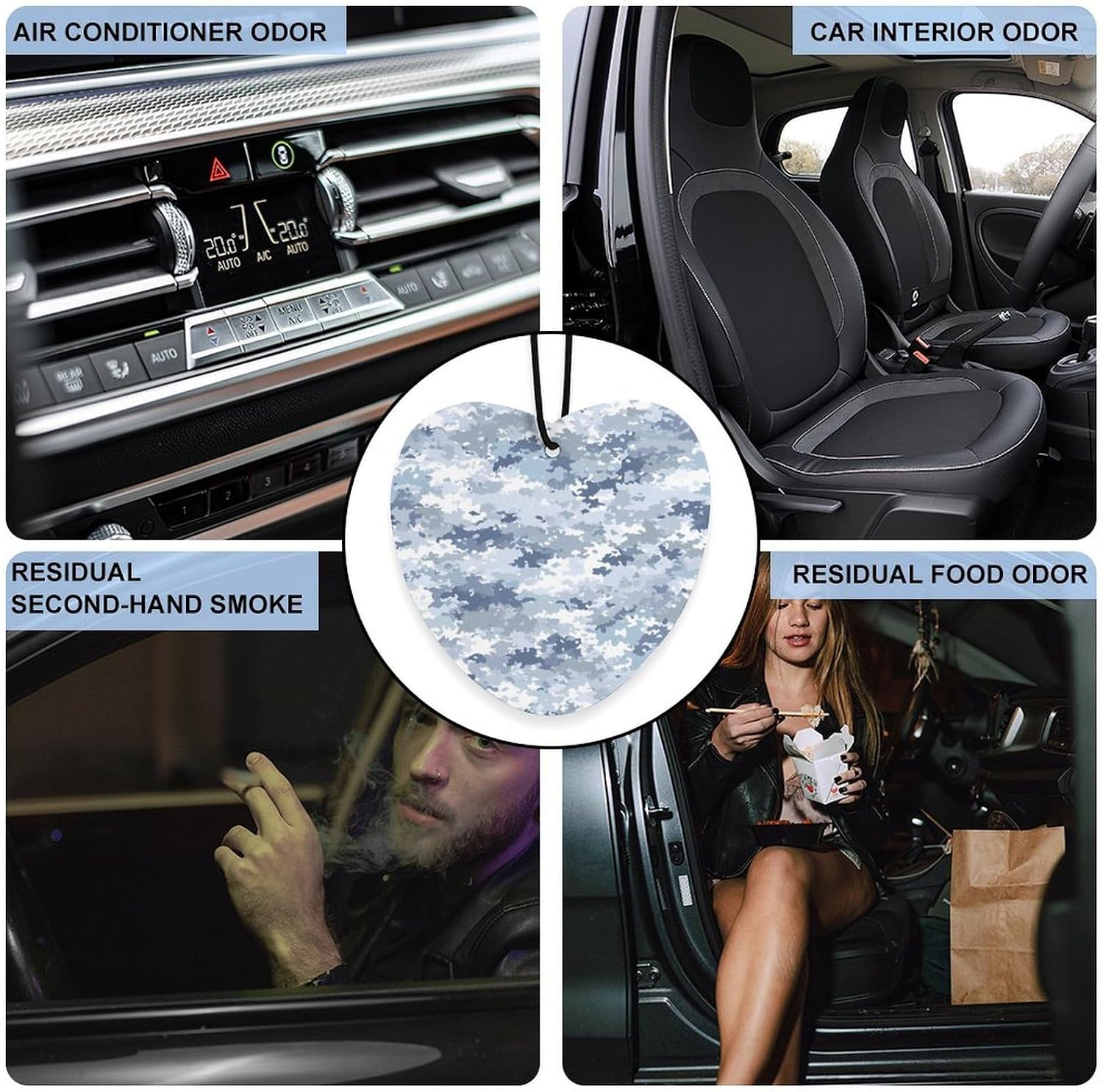Camouflage Print Car Air Freshener Cute Hanging Aromatherapy Tablets for Car Home Love form