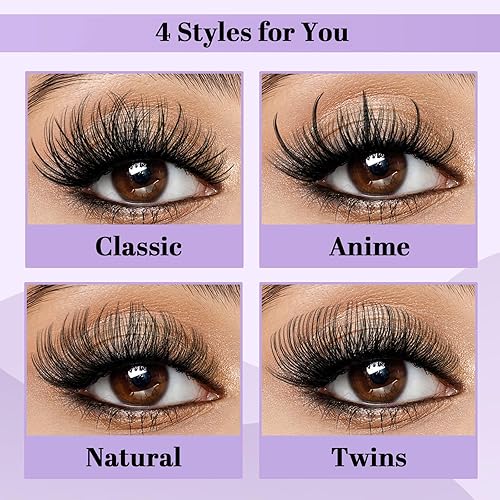 Miniatura 6 de Extensiones de pestañas en racimo de pestañas individuales de volumen de 0.315-0.709 in, B&Q para bricolaje, extensiones de pestañas en racimo para