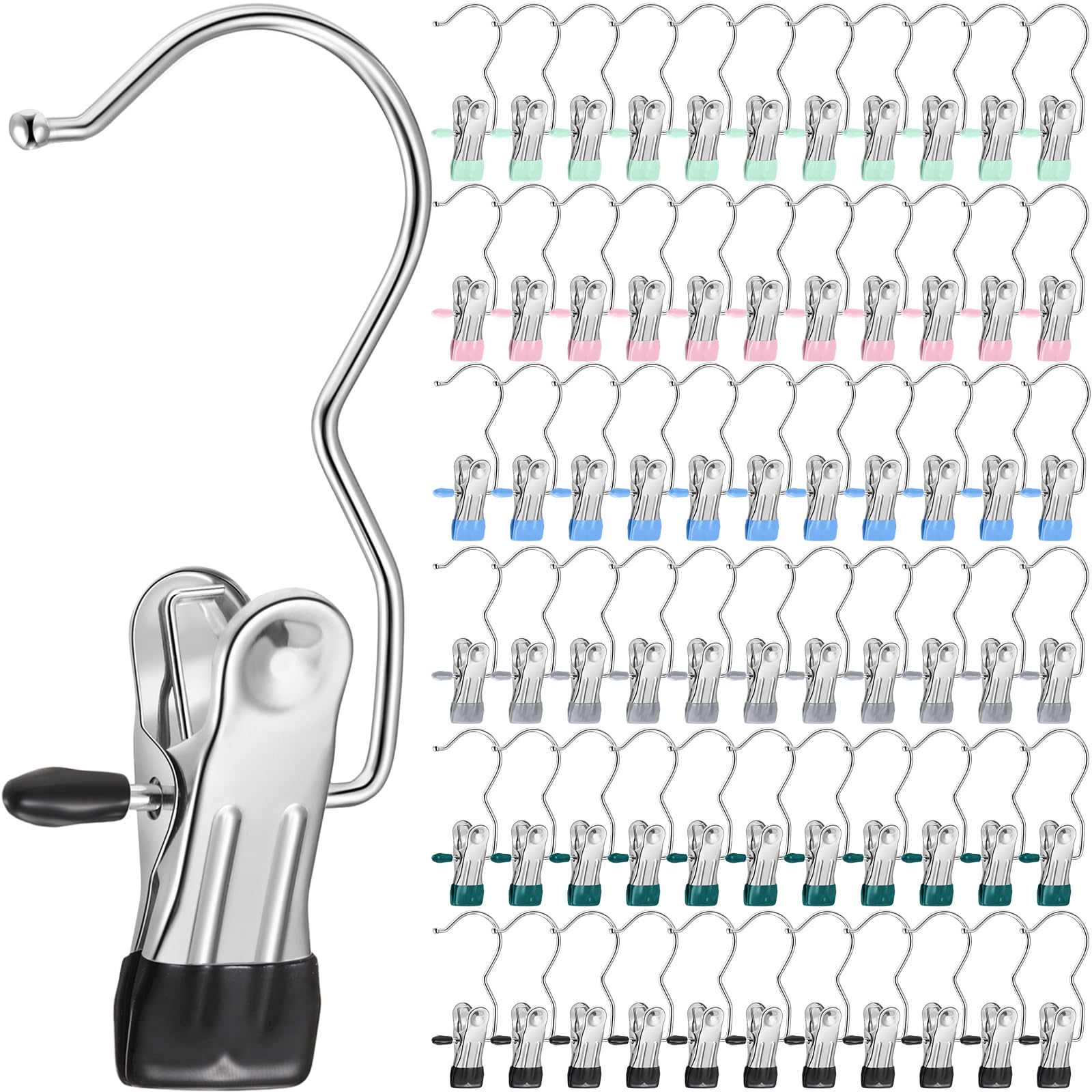Yinder Stiefelbügel, Clips, Wäscheklammern, zum Aufhängen, Edelstahl, tragbare Clip-Kleiderbügel für Schrank, Reisen, Socken, Hosen, Handtaschen, Hüte, Handtücher (mehrfarbig, 300 Stück)