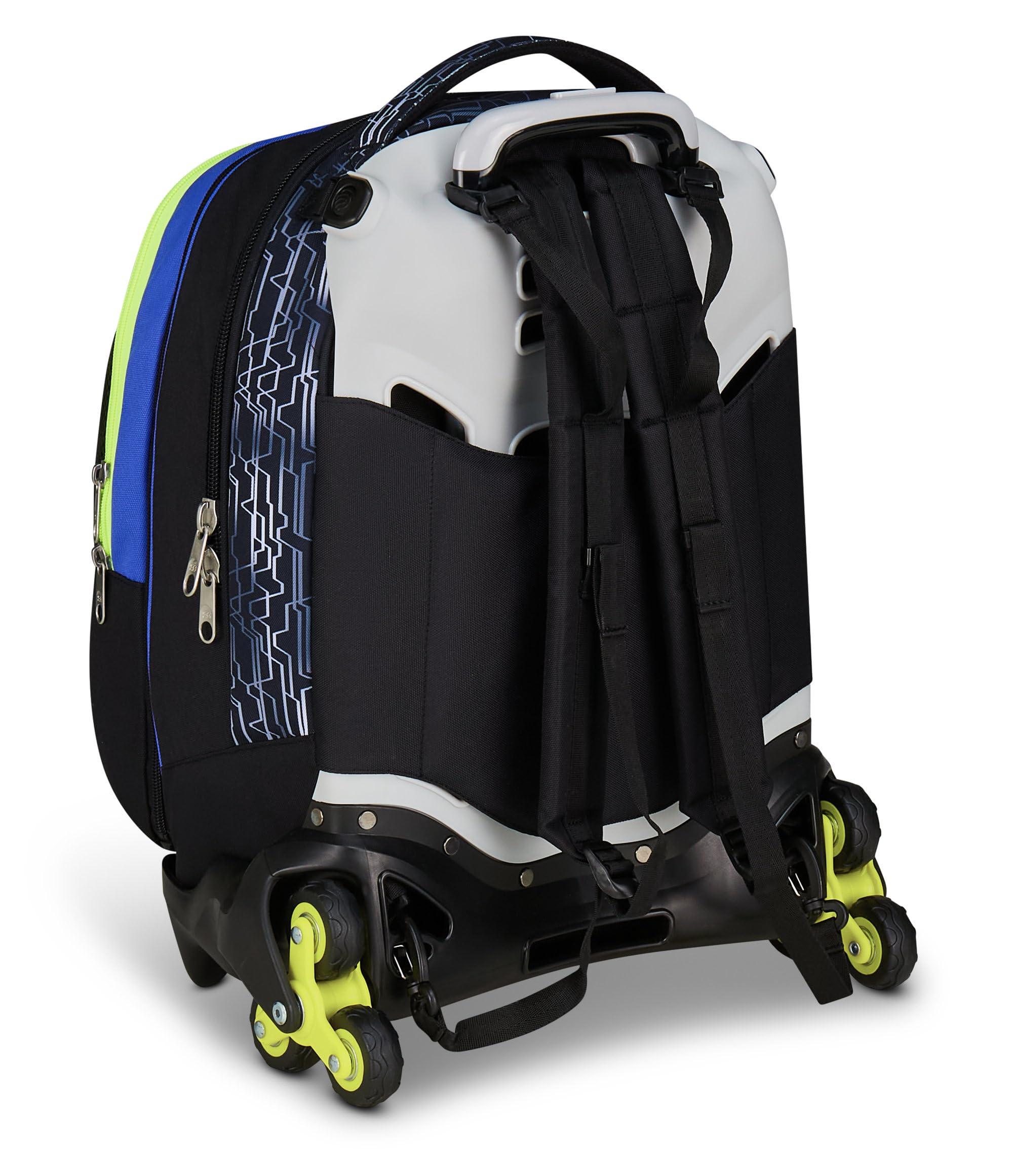 Seven Trolley Scuola Jack 3 Ruote Detach Nuanced, Blu Giallo, Zaino Con Carrello Sganciabile Da 37 Litri, Tasca Borraccia, Zainetto Staccabile, Multiuso e Spazioso, Per Scuola Elementare e Media,
