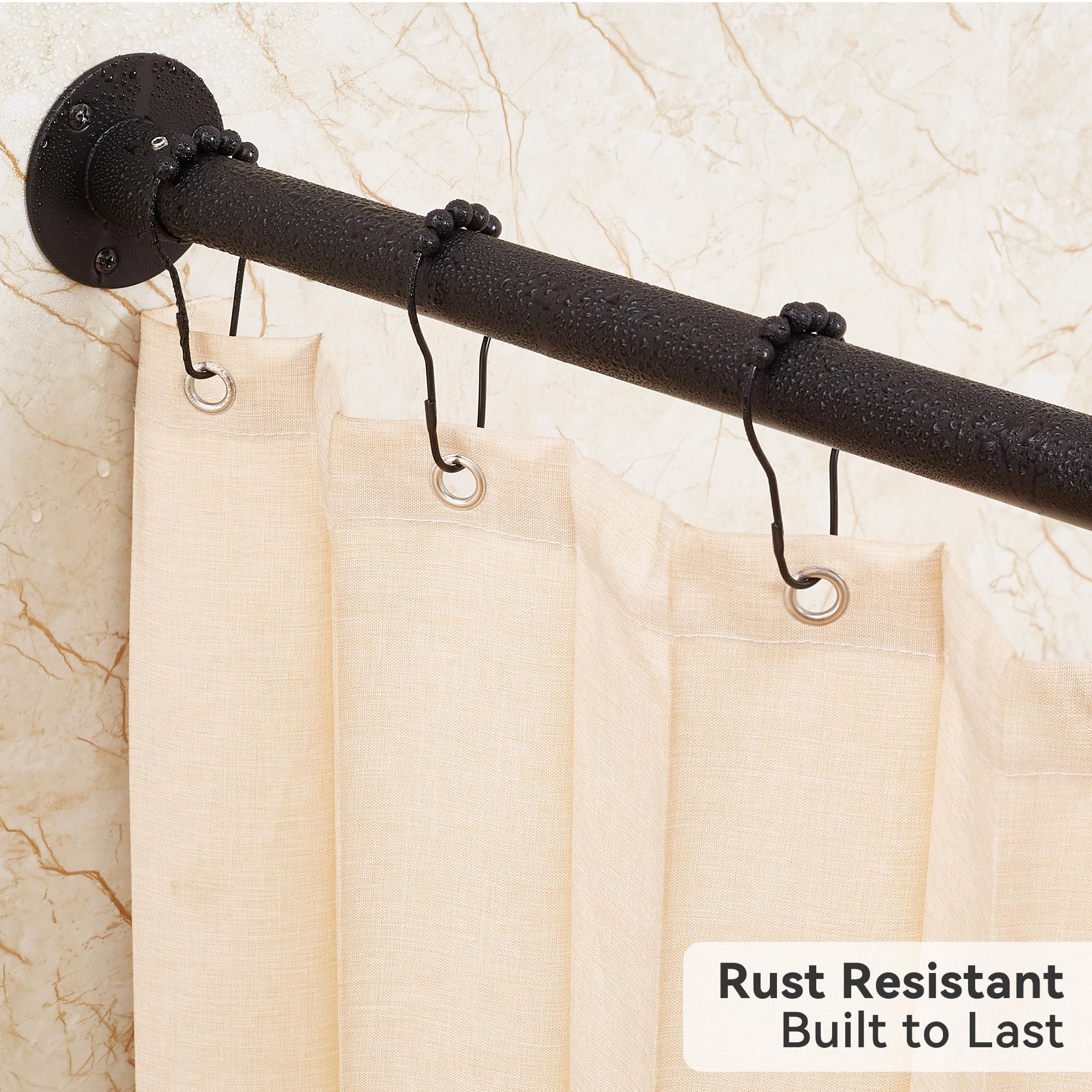 Asta Doccia Angolare a L, Regolabile [60-132 cm] x [60-132 cm], Robusta e Regolabile 90° per Bagno, Vasca ed Esterno con 12 Ganci e Supporto a Soffitto