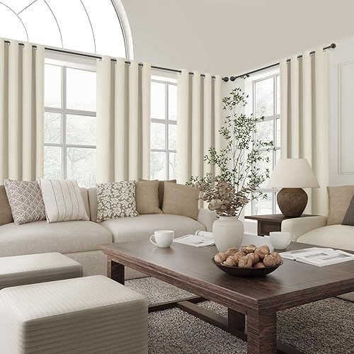 Miniatura 8 de ChrisDowa Cortinas 100% opacas de abedul liso de 96 pulgadas de largo, 2 paneles para dormitorio, sala de estar, oscurecimiento de la habitación de