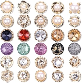 30 Pcs No Sew Invisible Buttons Pearl Brooch Button Women Reusable Pearl Cover Up Pin Removable Replacement Safety Button Dress Supplies Decoration for Girls Clothing Shirt Blouse Shawl Coat Christmas