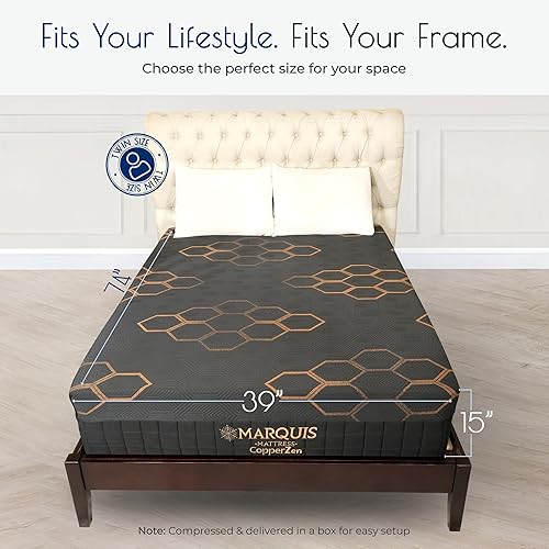 Miniatura 2 de MARQUIS MATTRESS CopperZen - Cama híbrida de felpa de 15 pulgadas, fabricada en Estados UnidosCobre y grafito con cubierta de enfriamiento, alivio