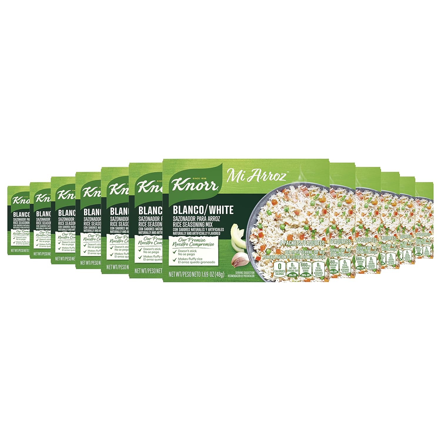 Knorr Mi Arroz Rice Seasoning Mix Add Authentic Flavor To Any Dish White Delicious Homemade Flavor in Our Seasonings 1.69 oz 4 Count, Pack of 12